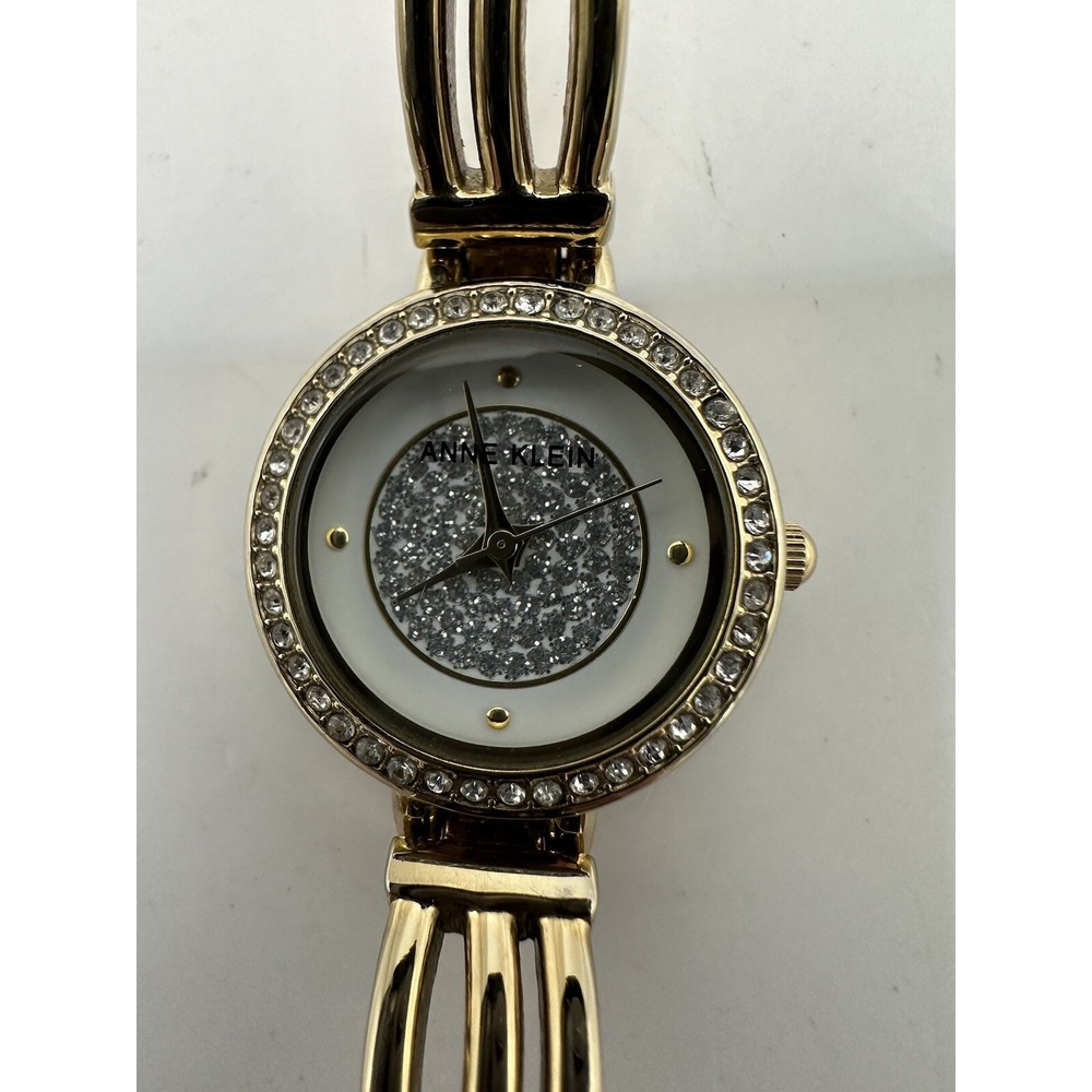 Anne Klein Womens New Battery 23MM 6.5" White Dial AK/1380 Gold Tone Watch V
